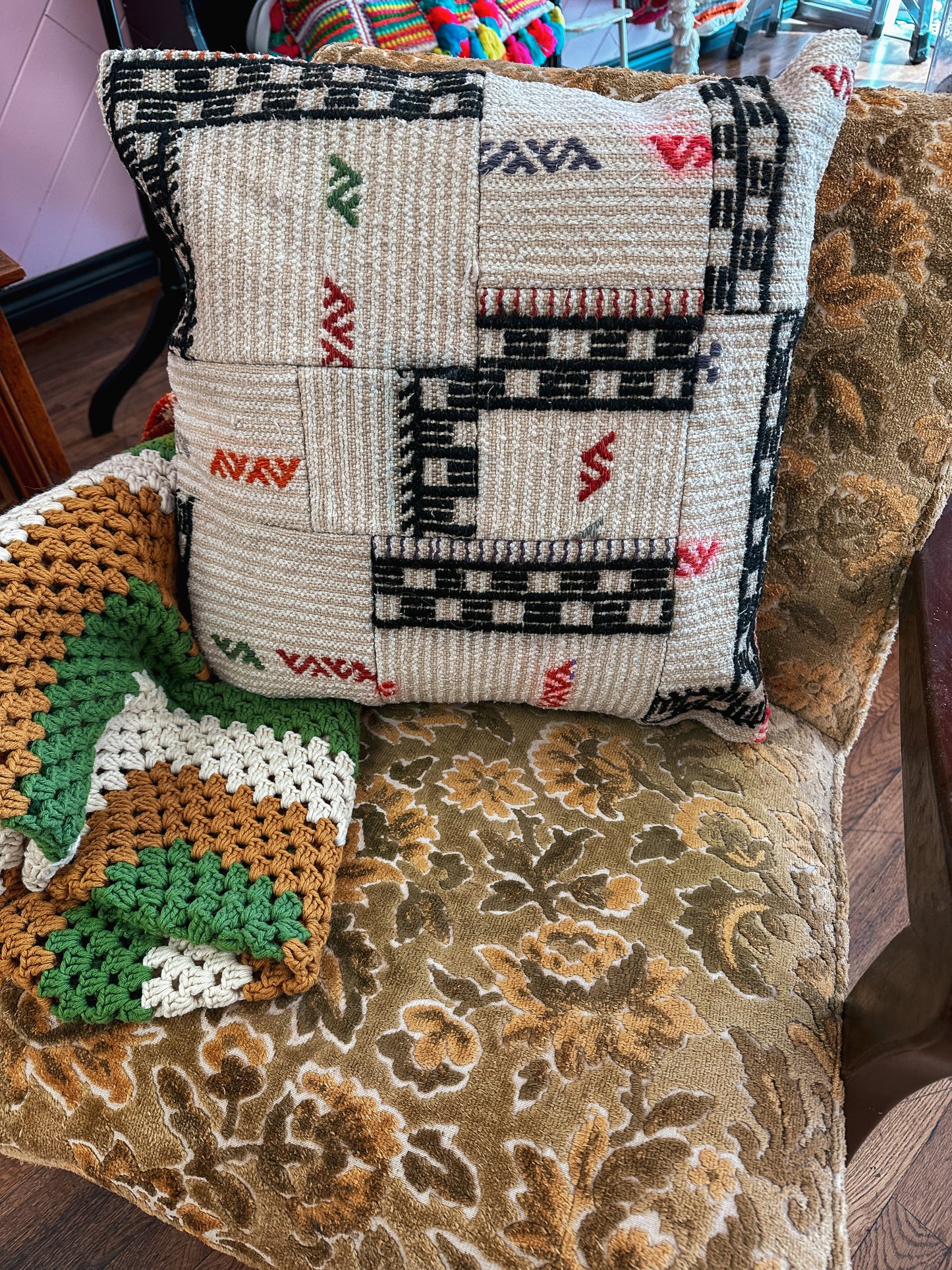 Off-white Patchwork Pillow