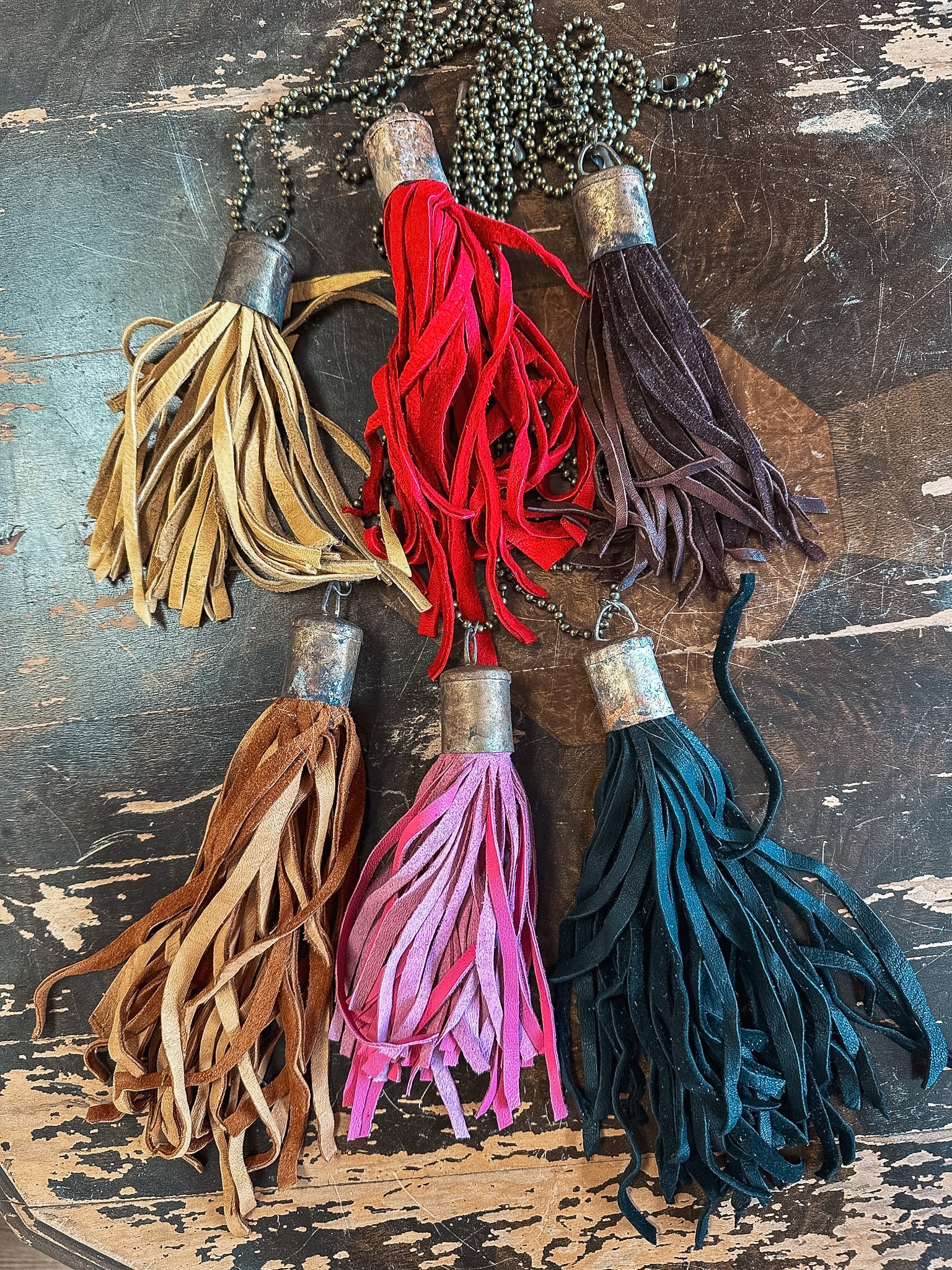 Long Leather Tassel Necklace