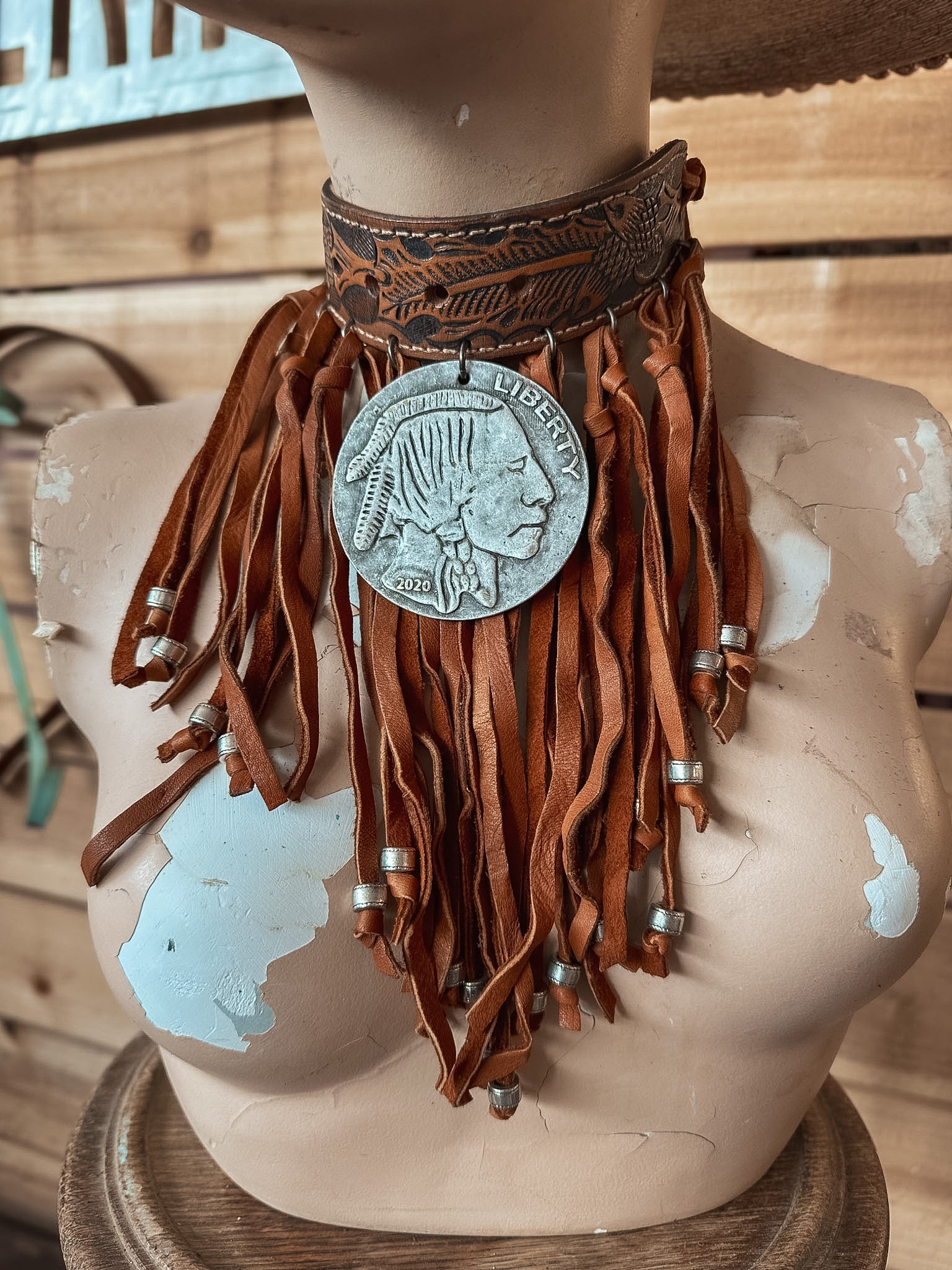 Indian Head Nickel Choker - Brown